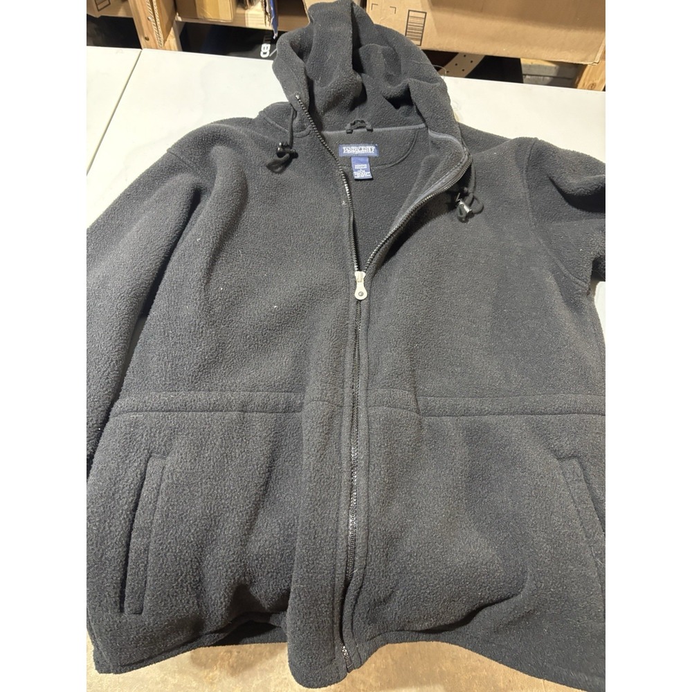 Lands' End Fleece Jacket Women's  Large Full Zip Sherpa‎ Black Long Sleeve Lined